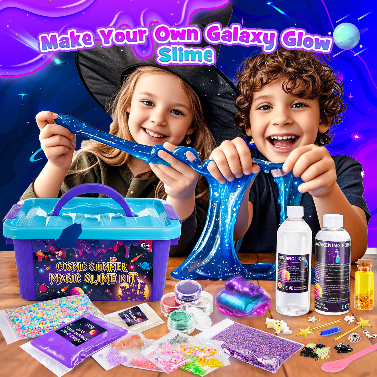 Slime Kits for Girls 6-9-12, Kids Slime Making Kit Gifts for 5 6 7 8 9 10 Years Old Girls Boys, Galaxy Slime