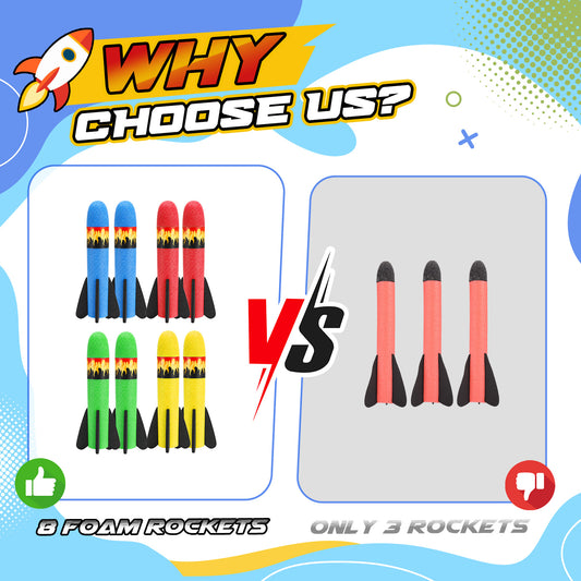 Rocket Launcher for Kids, Launcher with 8 Rockets, Outdoor Toys for Kids 3 4 5 6 7 Year Old Boys,
