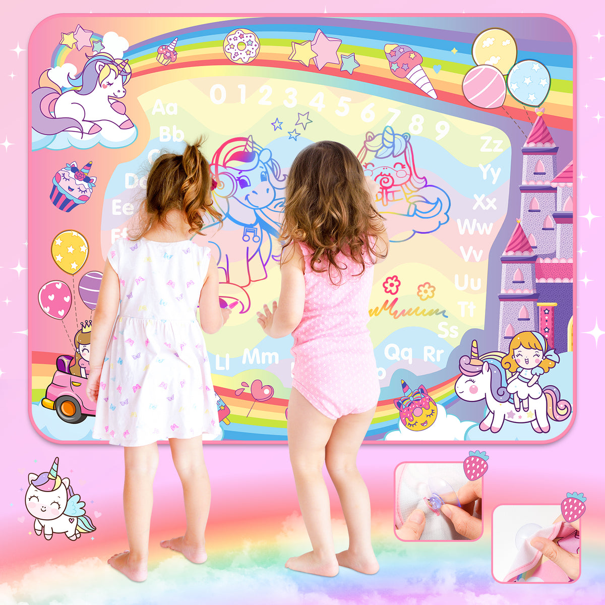 Doodle Drawing Mat, Magic Writing Mat Toddler Toys-Pink