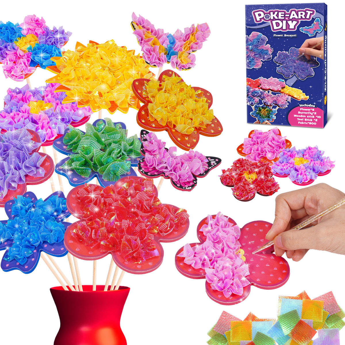 Poke-in Art Flower Bouquet Crafts for Girls,Art Activity Craft Kits