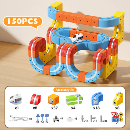 150Pcs Magnetic Car Track Set for Kids Age 3-12, Train Toys Track Race Car, STEM Educational Building Toys