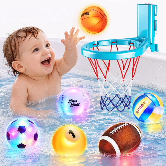 Light Up Bath Toys, Bath Toys for Toddlers, Bathtub Toy Basketball Set