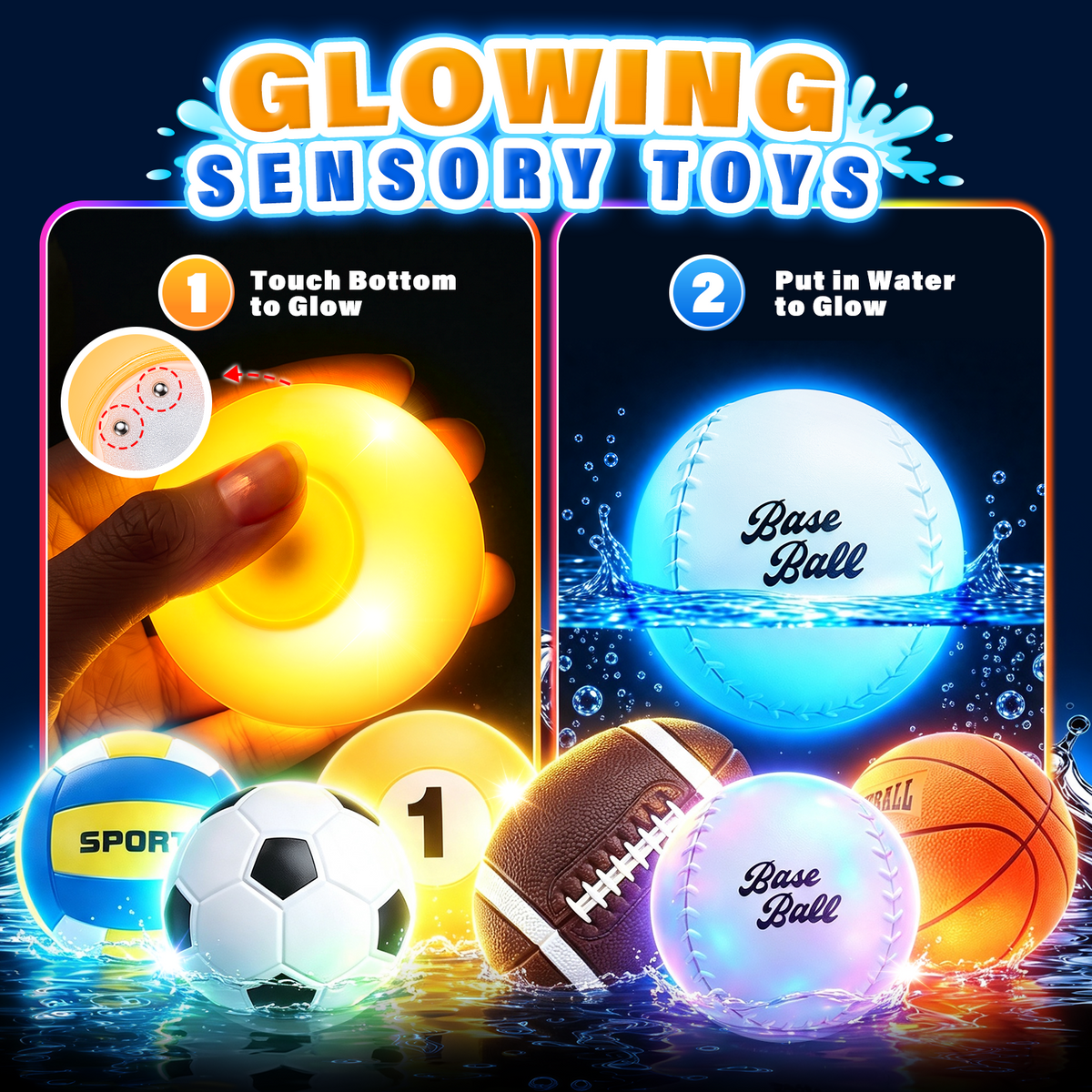 Light Up Bath Toys, Bath Toys for Toddlers, Bathtub Toy Basketball Set