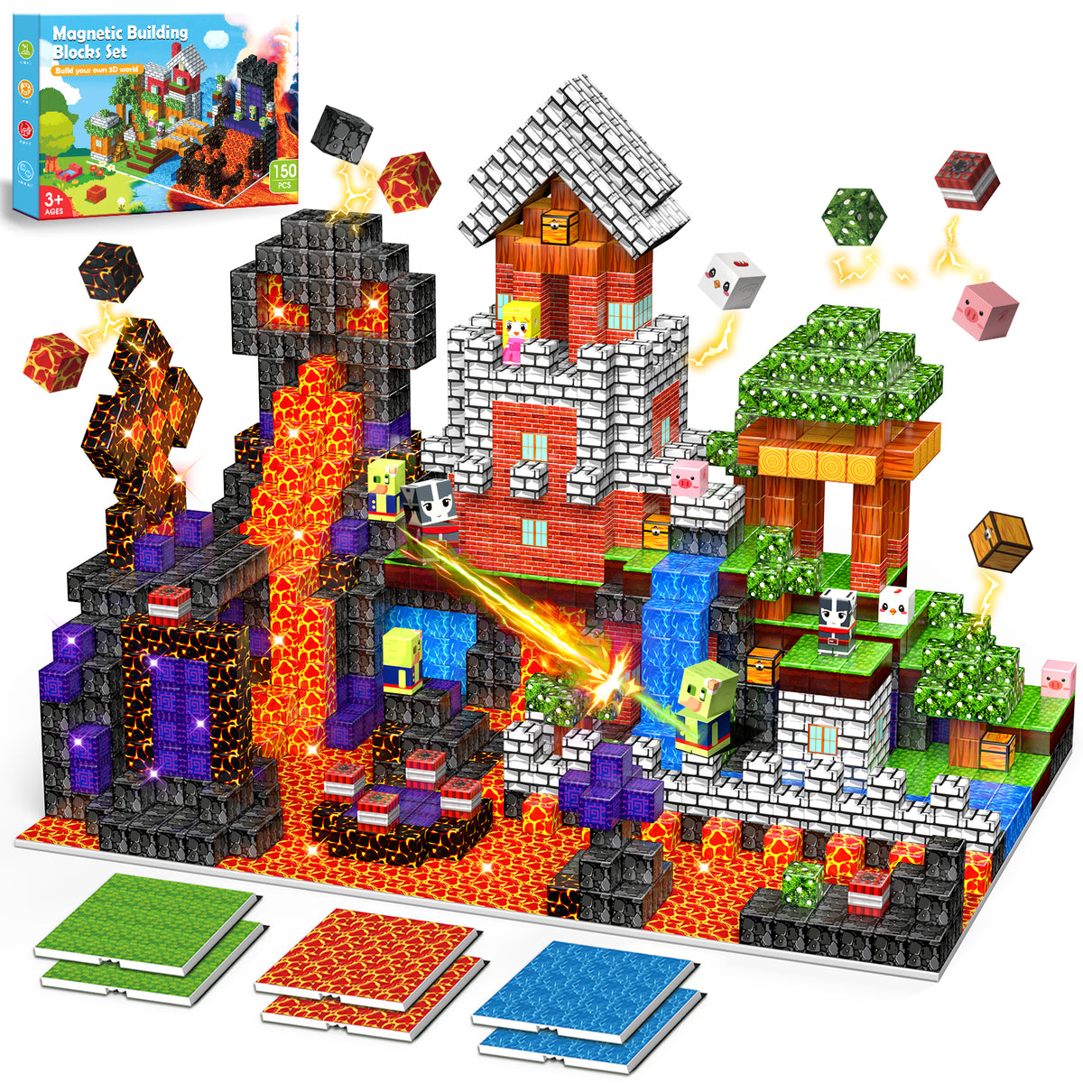 Magnetic Blocks for Kids, 150PCS Magnetic Building Blocks Magnet Cube Toys,STEM Montessori Toys
