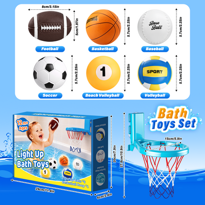 Light Up Bath Toys, Bath Toys for Toddlers, Bathtub Toy Basketball Set