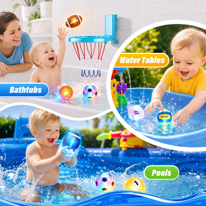 Light Up Bath Toys, Bath Toys for Toddlers, Bathtub Toy Basketball Set