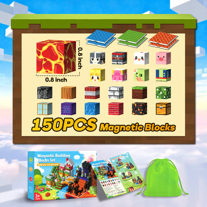 Magnetic Blocks for Kids, 150PCS Magnetic Building Blocks Magnet Cube Toys,STEM Montessori Toys
