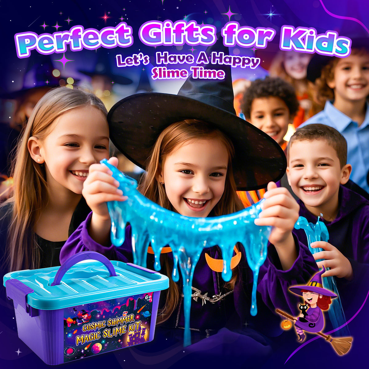 Slime Kits for Girls 6-9-12, Kids Slime Making Kit Gifts for 5 6 7 8 9 10 Years Old Girls Boys, Galaxy Slime