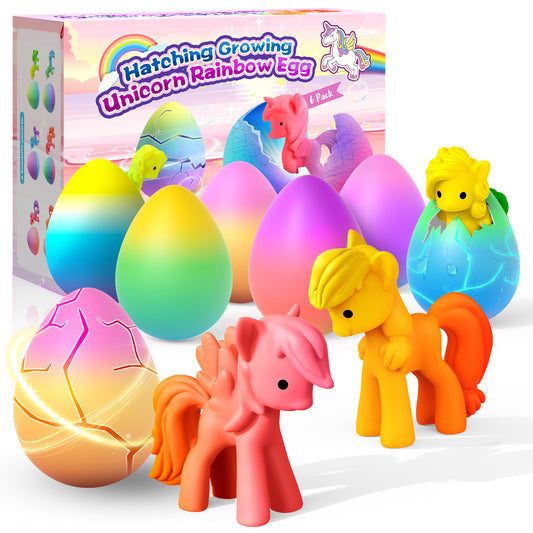 Unicorn Hatching Rainbow Eggs 6 Packs, Unicorn Toys for Kids Girls Ages 3-8