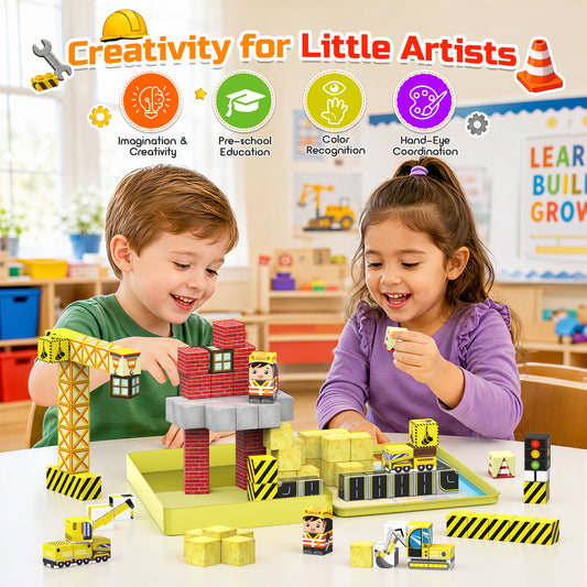 Magnetic Blocks for Kids, 99 Pcs Magnetic Building Block Travel Toys, Construction Toy Magnet Cube Toys