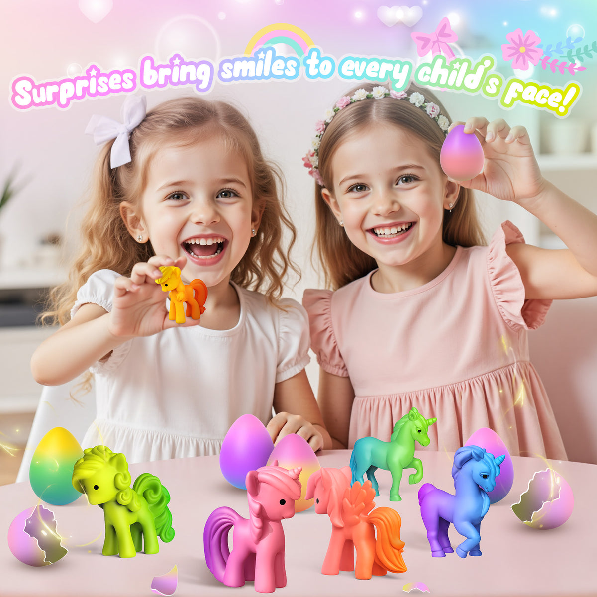 Unicorn Hatching Rainbow Eggs 6 Packs, Unicorn Toys for Kids Girls Ages 3-8