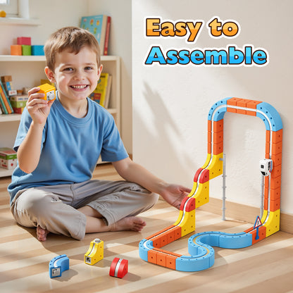 80Pcs Magnetic Car Track Set for Kids Age 3-12, Train Toys Track Race Car, STEM Educational Building Toys