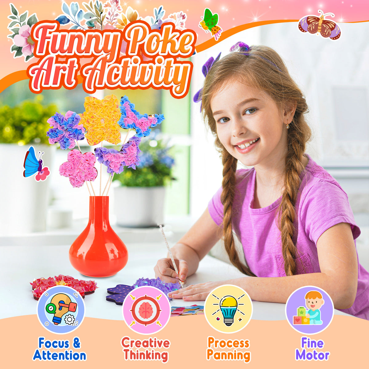 Poke-in Art Flower Bouquet Crafts for Girls,Art Activity Craft Kits