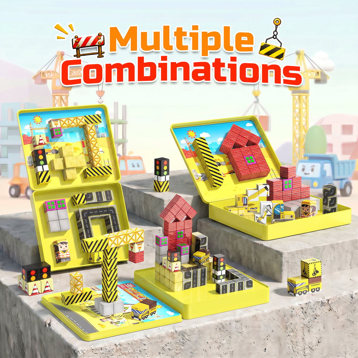 Magnetic Blocks for Kids, 99 Pcs Magnetic Building Block Travel Toys, Construction Toy Magnet Cube Toys