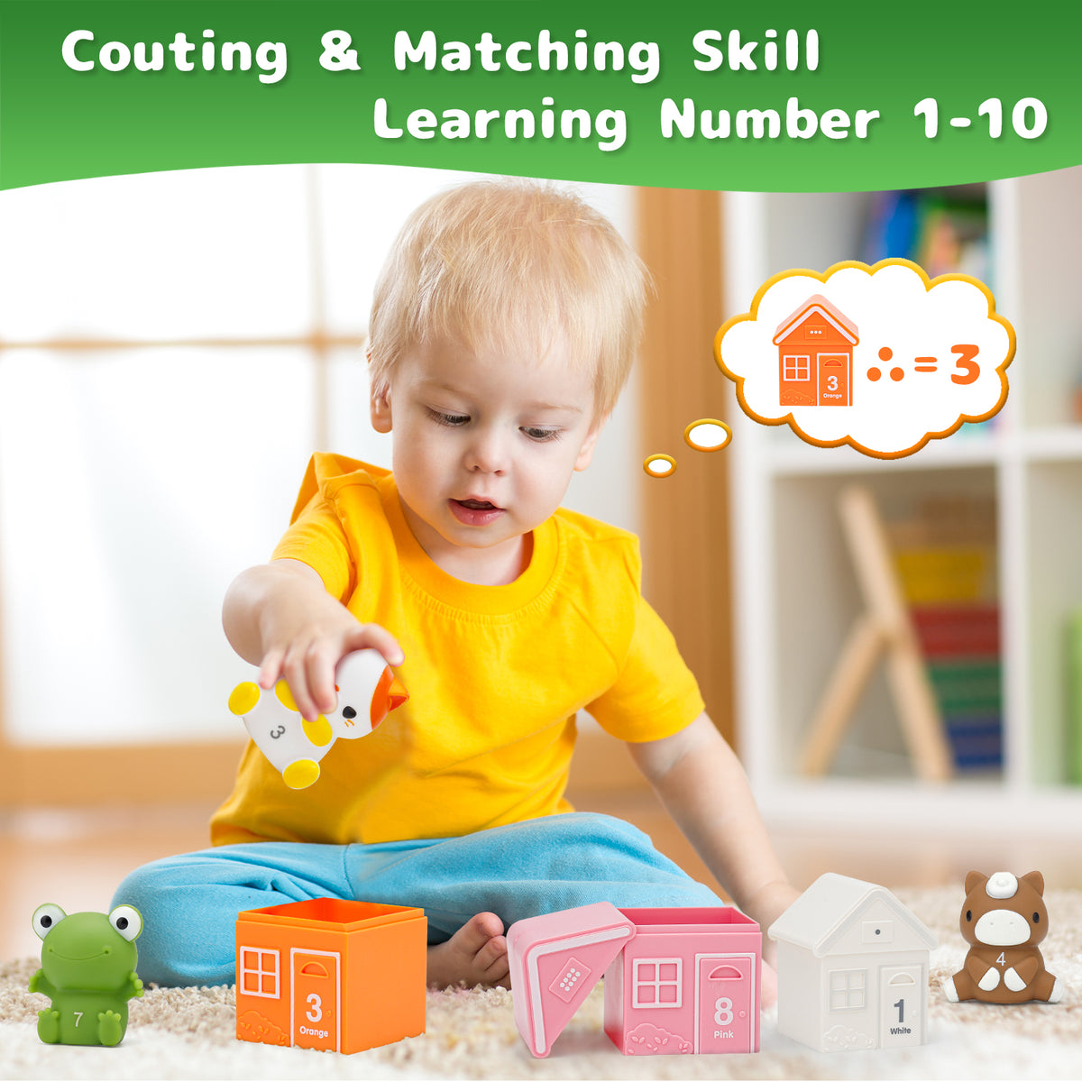 Superwinky Farm Animal Matching Toys for Toddlers 1-3 Year Old, Montessori Learning Toys, Counting Sort Matching Game