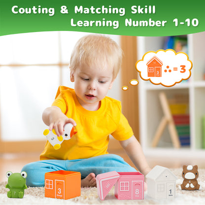 Superwinky Farm Animal Matching Toys for Toddlers 1-3 Year Old, Montessori Learning Toys, Counting Sort Matching Game