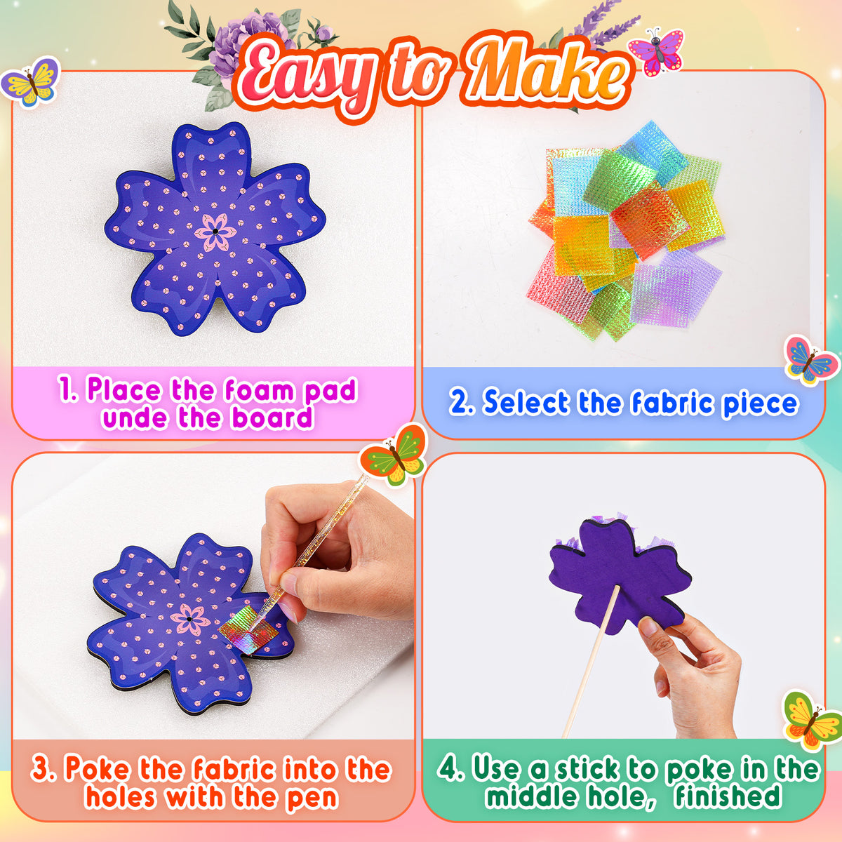 Poke-in Art Flower Bouquet Crafts for Girls,Art Activity Craft Kits