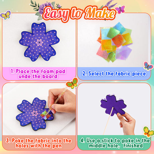 Poke-in Art Flower Bouquet Crafts for Girls,Art Activity Craft Kits