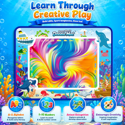 Doodle Drawing Mat, Learning Toys for Girls Toddlers Age 3-7, Magic Writing Mat Toddler Toys Ages 3 4 5