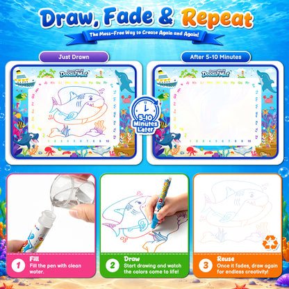 Doodle Drawing Mat, Learning Toys for Girls Toddlers Age 3-7, Magic Writing Mat Toddler Toys Ages 3 4 5