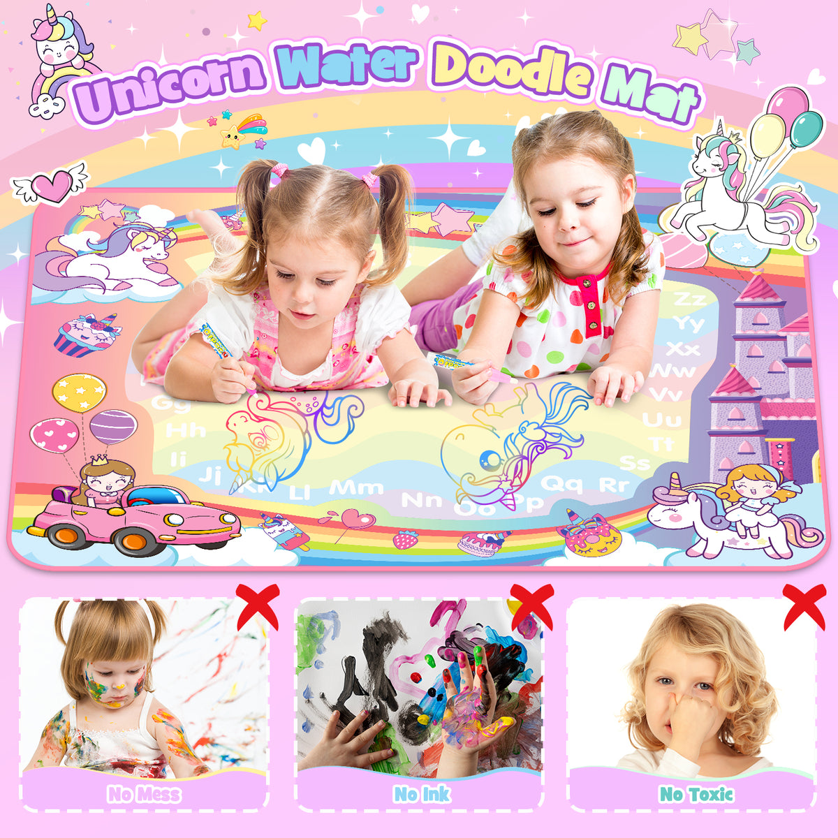 Doodle Drawing Mat, Magic Writing Mat Toddler Toys-Pink