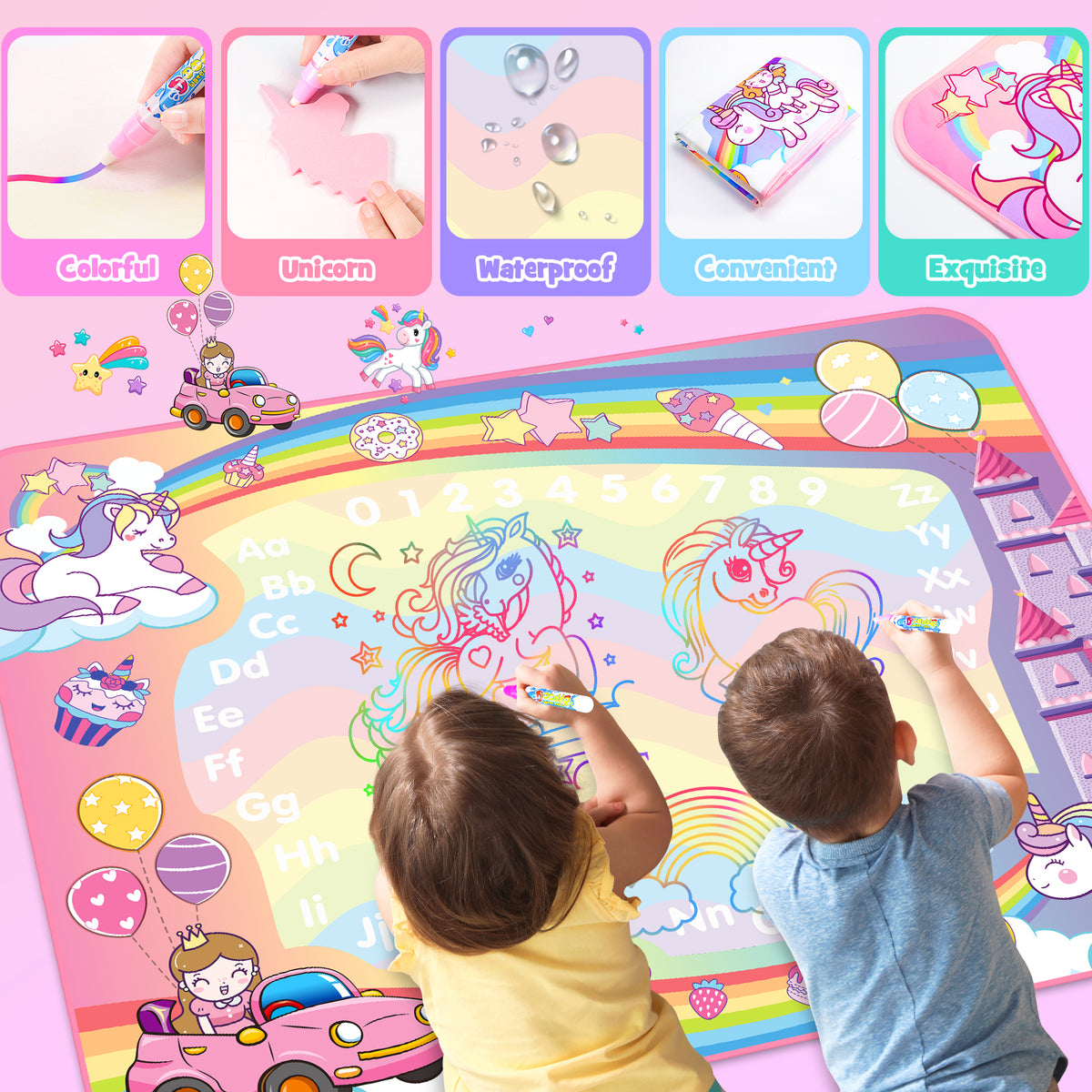 Doodle Drawing Mat, Magic Writing Mat Toddler Toys-Pink