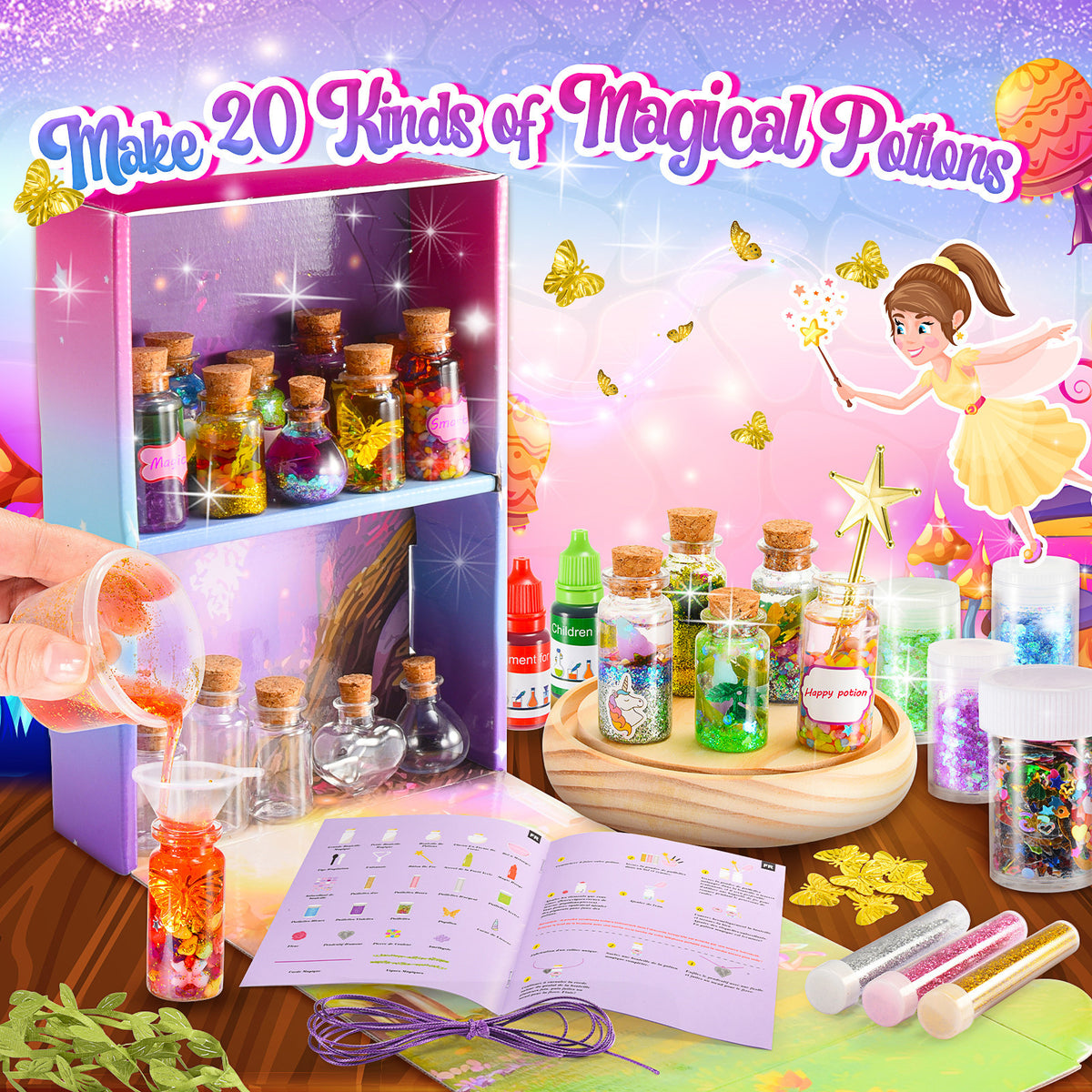 Magic Potion Kit for Kids, 20 Bottles Craft Kits Toys for Girls