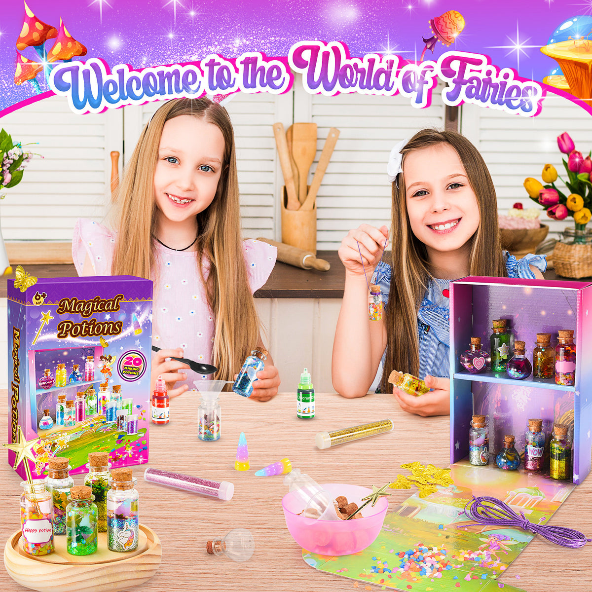 Magic Potion Kit for Kids, 20 Bottles Craft Kits Toys for Girls